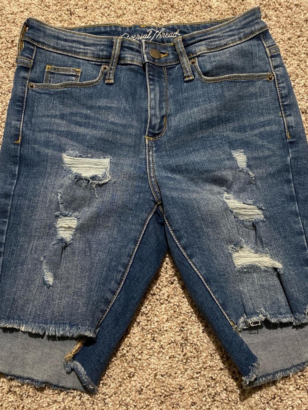 Universal Thread Blue Distressed Denim Bermuda Shorts